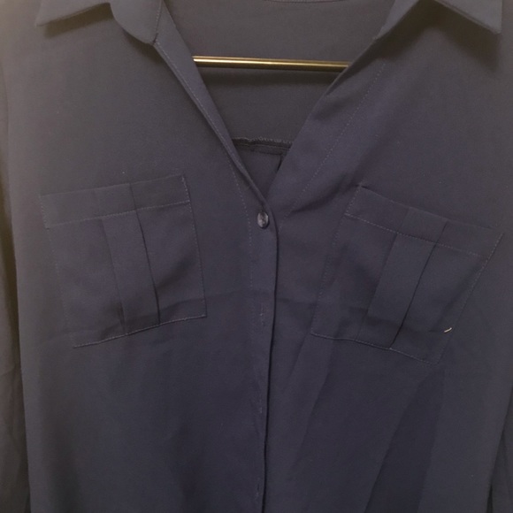 Dark blue silk blouse - Picture 3 of 5